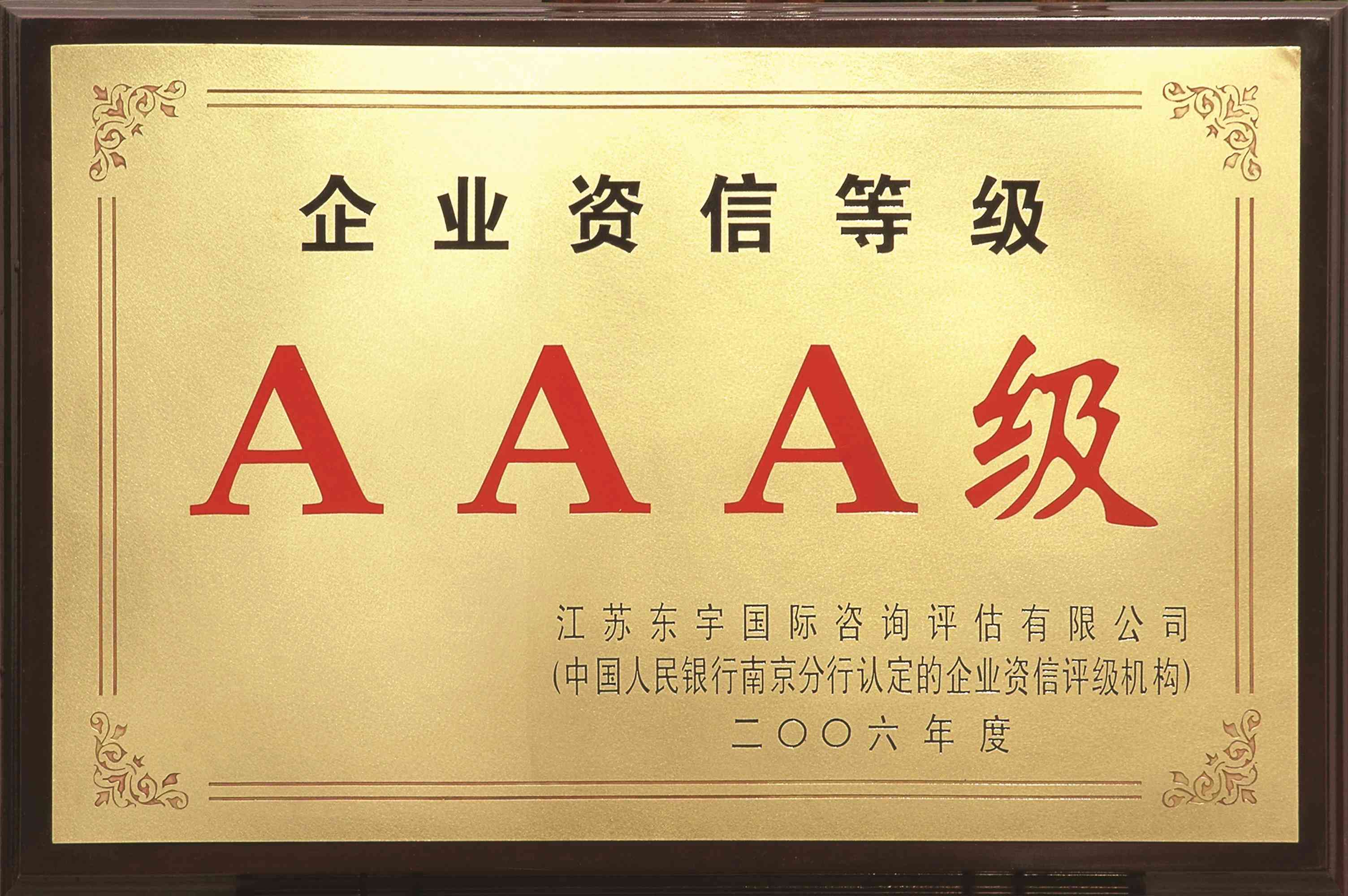 2006年東宇企業資信等級AAA級